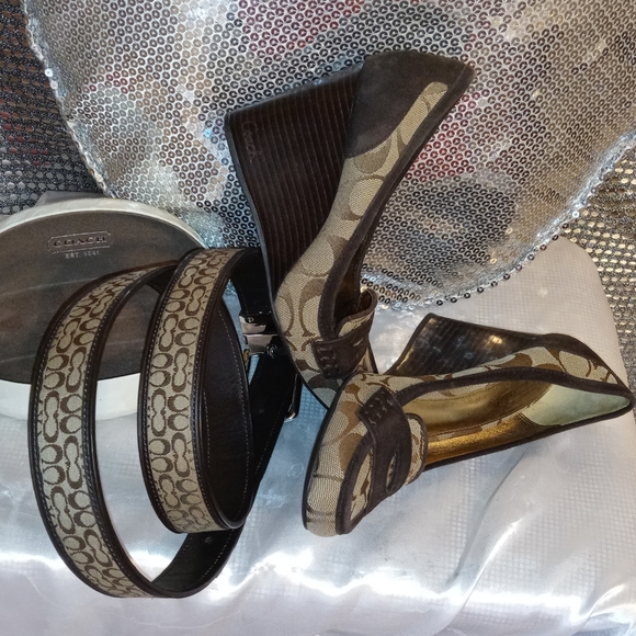 Coach Bundle All. Nela Style A3437 Brown Wedge - Picture 3 of 8